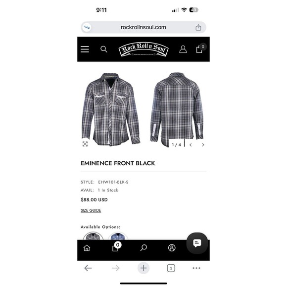 English Hero Men’s Large Shirt Eminence Black Button Up Geometric Cuff Pocket - Picture 11 of 11